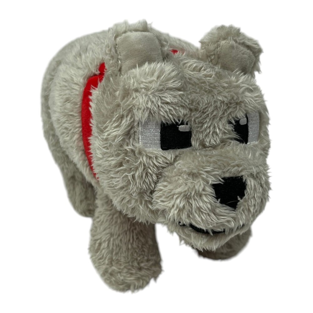 Minecraft Movie Plush Toy Wolf Grey Red Collar Mojang Stuffed Animal
